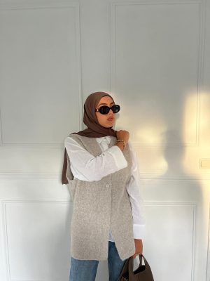 Gilet sans manches taupe